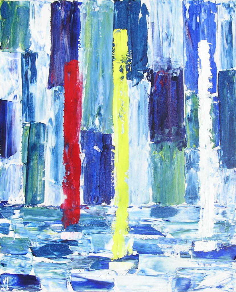 tableau en couleurs ,marine avec une régate de voiliers,peinture originale vendue par l artiste,oeuvre unique,acrylique sur toile,art abstrait,valerie jouve artiste peintre,bleu,jaune,rouge,vert,violet,orange,noir,blanc