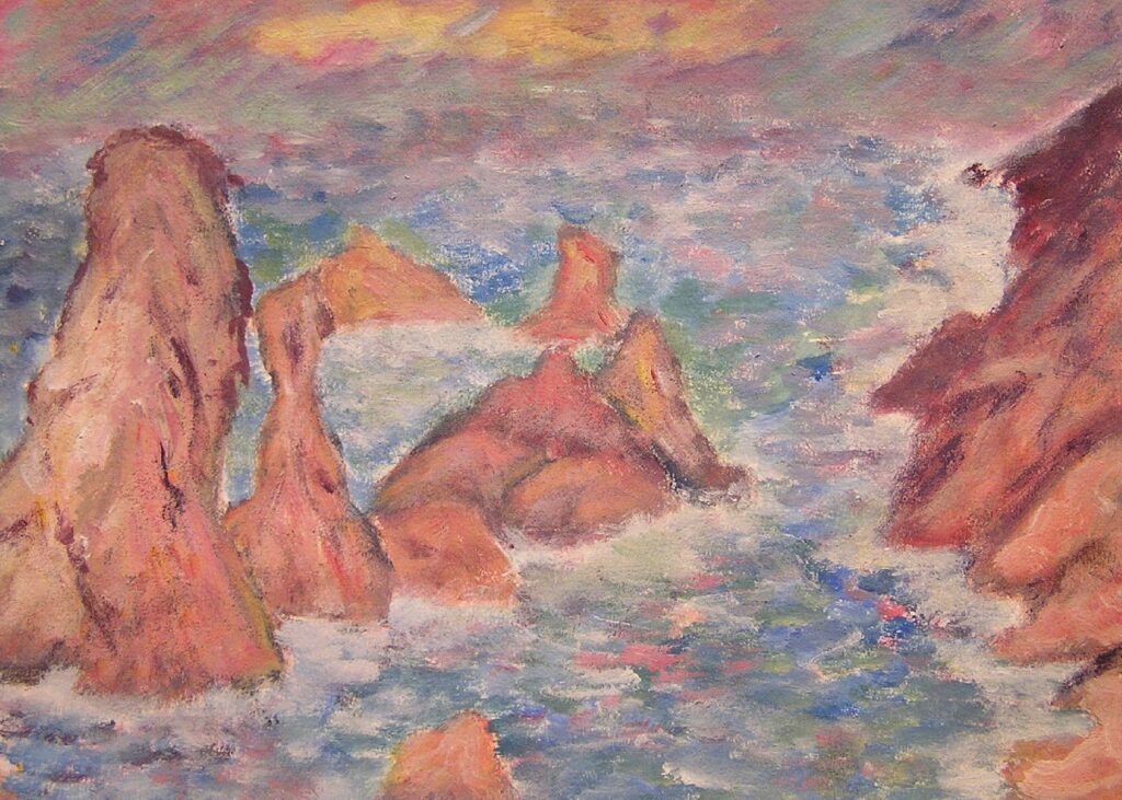 tableau en couleurs ,peinture originale vendue par l artiste,oeuvre unique,acrylique sur toile,marine,paysage de bretagne, ,valerie jouve artiste peintre,bleu,jaune,rouge,vert,violet,orange,noir,blanc