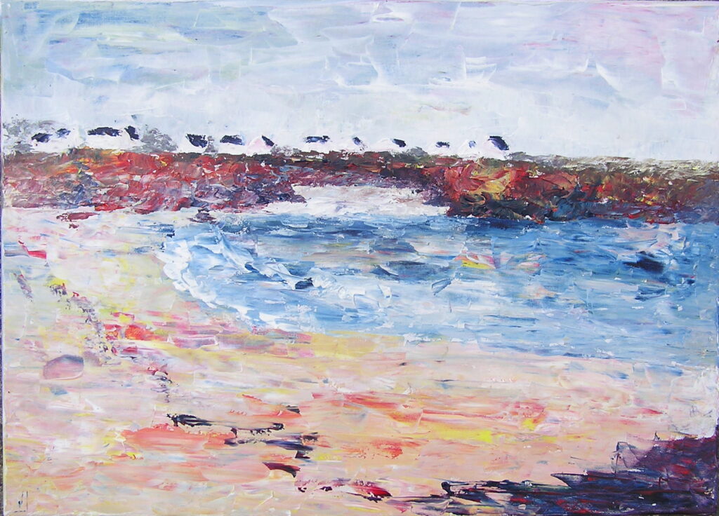 tableau en couleurs ,peinture originale vendue par l artiste,oeuvre unique,acrylique sur toile,marine,paysage de bretagne, ,valerie jouve artiste peintre,bleu,jaune,rouge,vert,violet,orange,noir,blanc