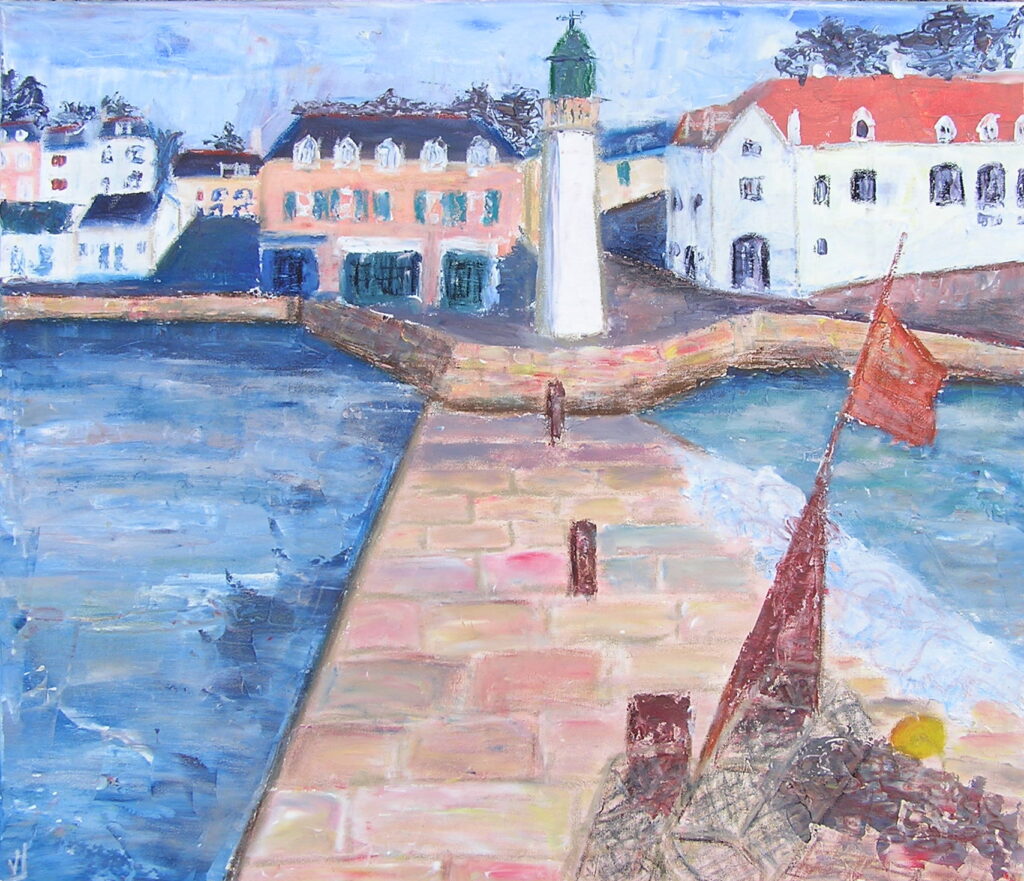 tableau en couleurs ,peinture originale vendue par l artiste,oeuvre unique,acrylique sur toile,marine,paysage de bretagne, ,valerie jouve artiste peintre,bleu,jaune,rouge,vert,violet,orange,noir,blanc