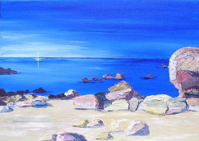 tableau en couleurs ,peinture originale vendue par l artiste,oeuvre unique,acrylique sur toile,marine,paysage de corse, ,valerie jouve artiste peintre,bleu,jaune,rouge,vert,violet,orange,noir,blanc