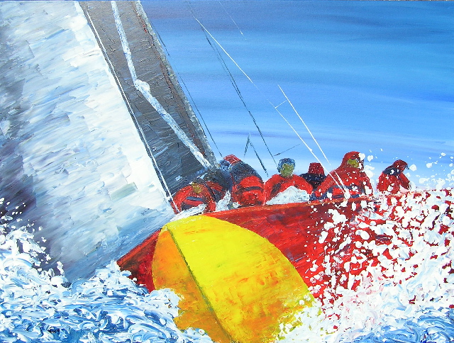 tableau avec des bateaux en couleurs ,marine, régate de voiliers,peinture originale vendue par l artiste,oeuvre unique,acrylique sur toile,art ,valerie jouve artiste peintre,bleu,jaune,rouge,vert,violet,orange,noir,blanc