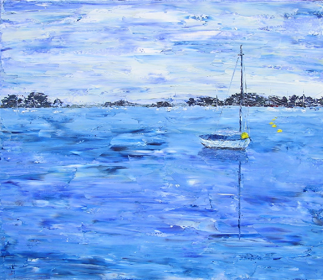 tableau en couleurs ,peinture originale vendue par l artiste,oeuvre unique,acrylique sur toile,marine,paysage de bretagne, ,valerie jouve artiste peintre,bleu,jaune,rouge,vert,violet,orange,noir,blanc