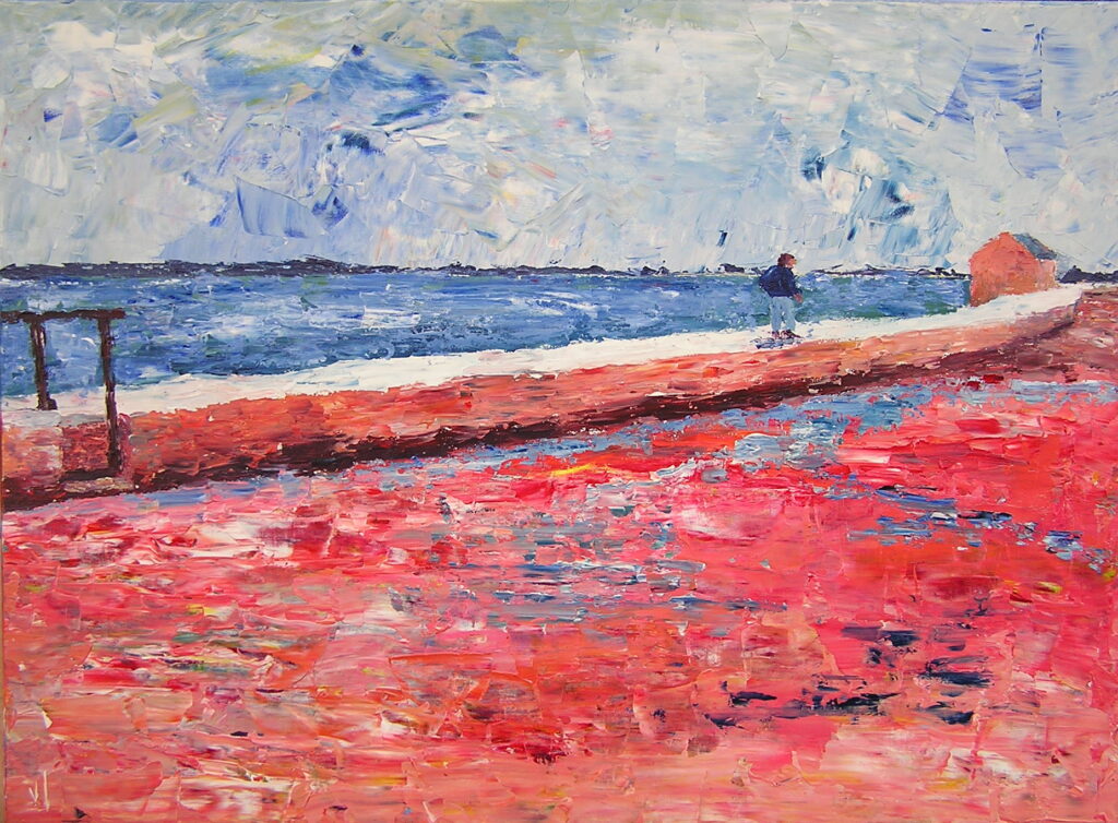 tableau en couleurs ,peinture originale vendue par l artiste,oeuvre unique,acrylique sur toile,marine,paysage de bretagne, ,valerie jouve artiste peintre,bleu,jaune,rouge,vert,violet,orange,noir,blanc