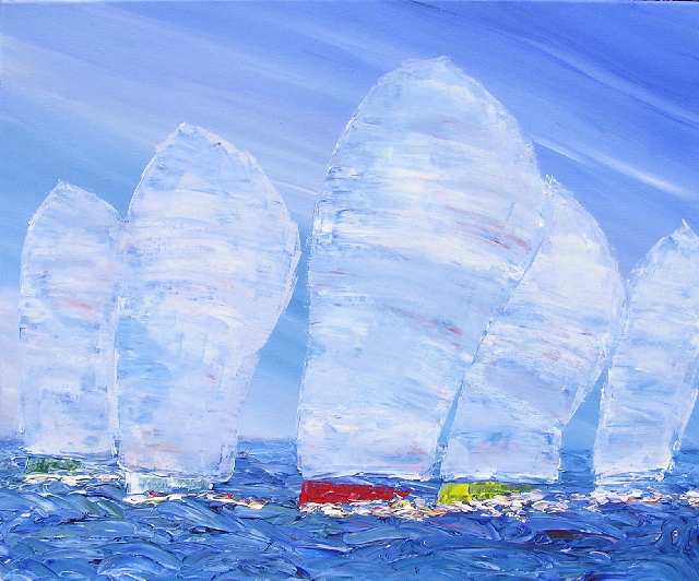tableau avec des bateaux en couleurs ,marine, régate de voiliers,peinture originale vendue par l artiste,oeuvre unique,acrylique sur toile,art ,valerie jouve artiste peintre,bleu,jaune,rouge,vert,violet,orange,noir,blanc