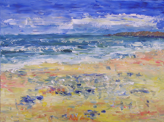 tableau en couleurs ,peinture originale vendue par l artiste,oeuvre unique,acrylique sur toile,marine,paysage de bretagne, quiberon,valerie jouve artiste peintre,bleu,jaune,rouge,vert,violet,orange,noir,blanc