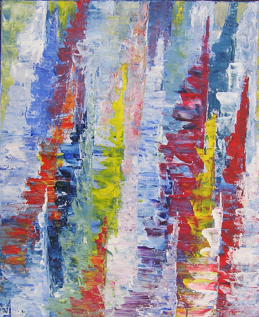 tableau en couleurs ,marine avec une régate de voiliers,peinture originale vendue par l artiste,oeuvre unique,acrylique sur toile,art abstrait,valerie jouve artiste peintre,bleu,jaune,rouge,vert,violet,orange,noir,blanc