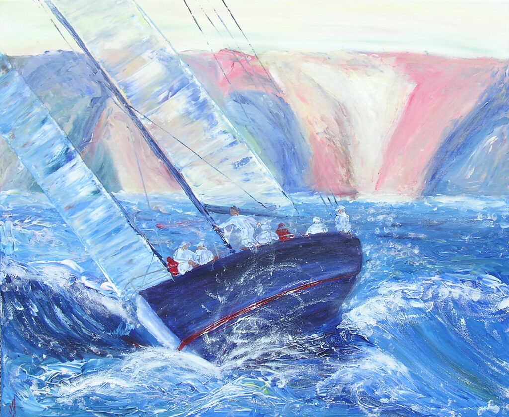 tableau avec des bateaux en couleurs ,marine, régate de voiliers,peinture originale vendue par l artiste,oeuvre unique,acrylique sur toile,art ,valerie jouve artiste peintre,bleu,jaune,rouge,vert,violet,orange,noir,blanc