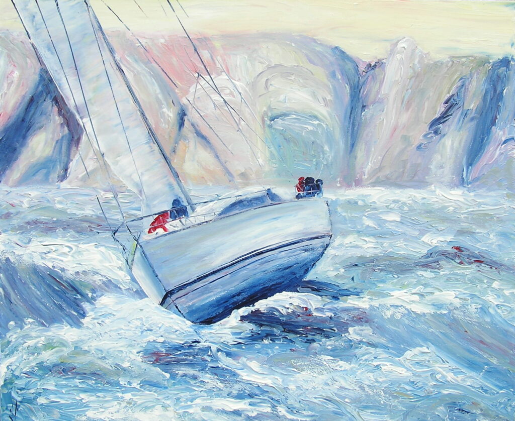 tableau avec des bateaux en couleurs ,marine, régate de voiliers,peinture originale vendue par l artiste,oeuvre unique,acrylique sur toile,art ,valerie jouve artiste peintre,bleu,jaune,rouge,vert,violet,orange,noir,blanc