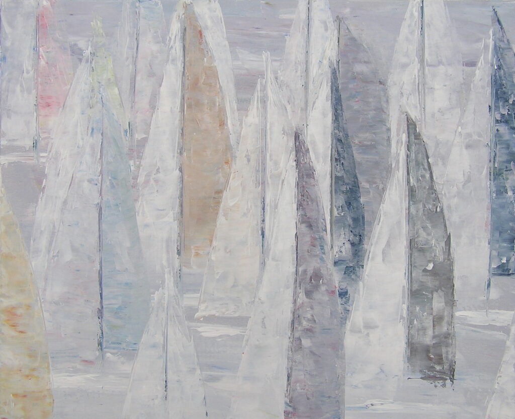 tableau en couleurs ,marine avec une régate de voiliers,peinture originale vendue par l artiste,oeuvre unique,acrylique sur toile,art abstrait,valerie jouve artiste peintre,bleu,jaune,rouge,vert,violet,orange,noir,blanc