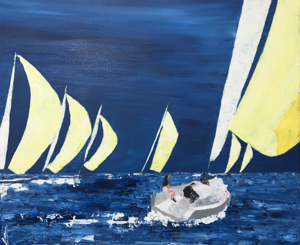 tableau représentant une régate de voiliers peint par l artiste valérie jouve