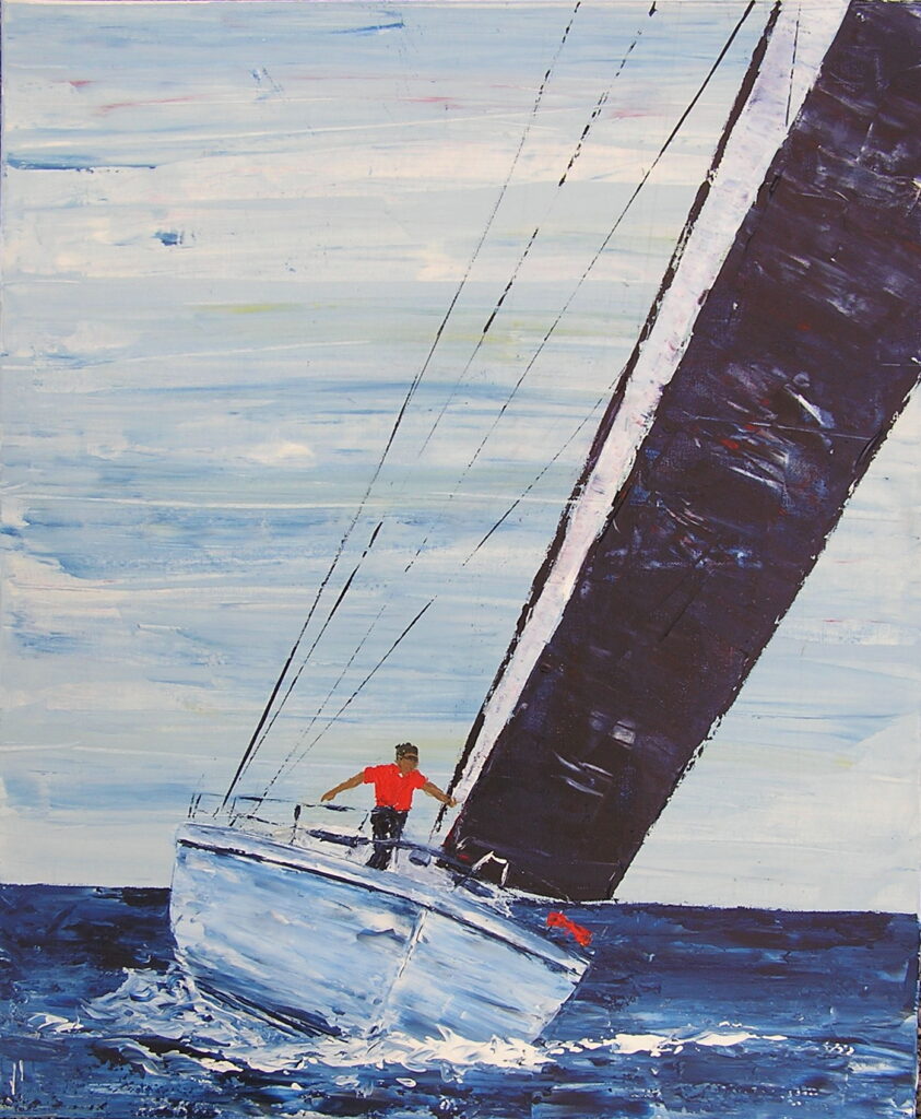 tableau avec des bateaux en couleurs ,marine, régate de voiliers,peinture originale vendue par l artiste,oeuvre unique,acrylique sur toile,art ,valerie jouve artiste peintre,bleu,jaune,rouge,vert,violet,orange,noir,blanc