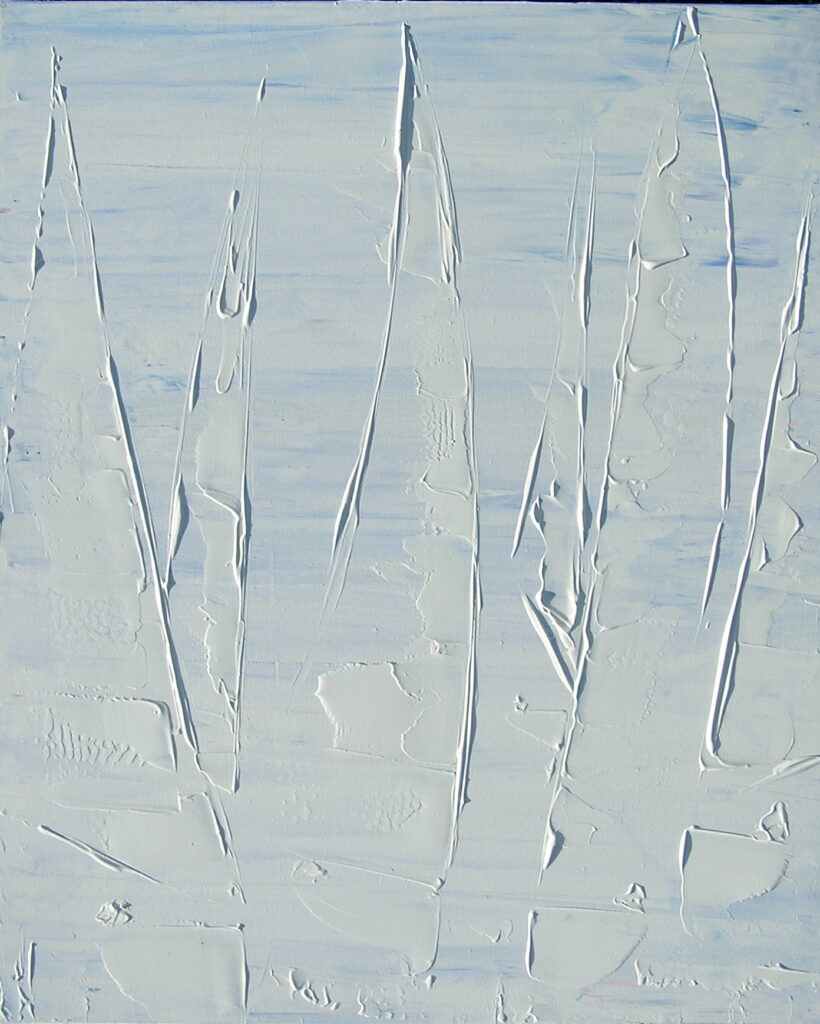 tableau en couleurs ,marine avec une régate de voiliers,peinture originale vendue par l artiste,oeuvre unique,acrylique sur toile,art abstrait,valerie jouve artiste peintre,bleu,blanc