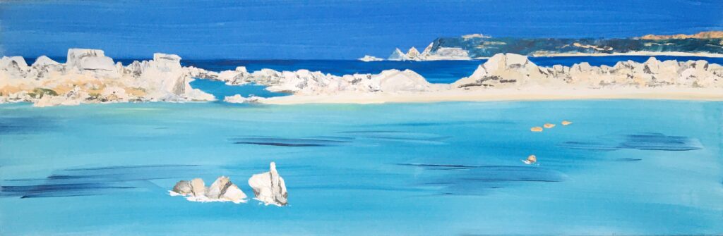 tableau en couleurs ,peinture originale vendue par l artiste,oeuvre unique,acrylique sur toile,marine,paysage de corse, ,valerie jouve artiste peintre,bleu,jaune,rouge,vert,violet,orange,noir,blanc