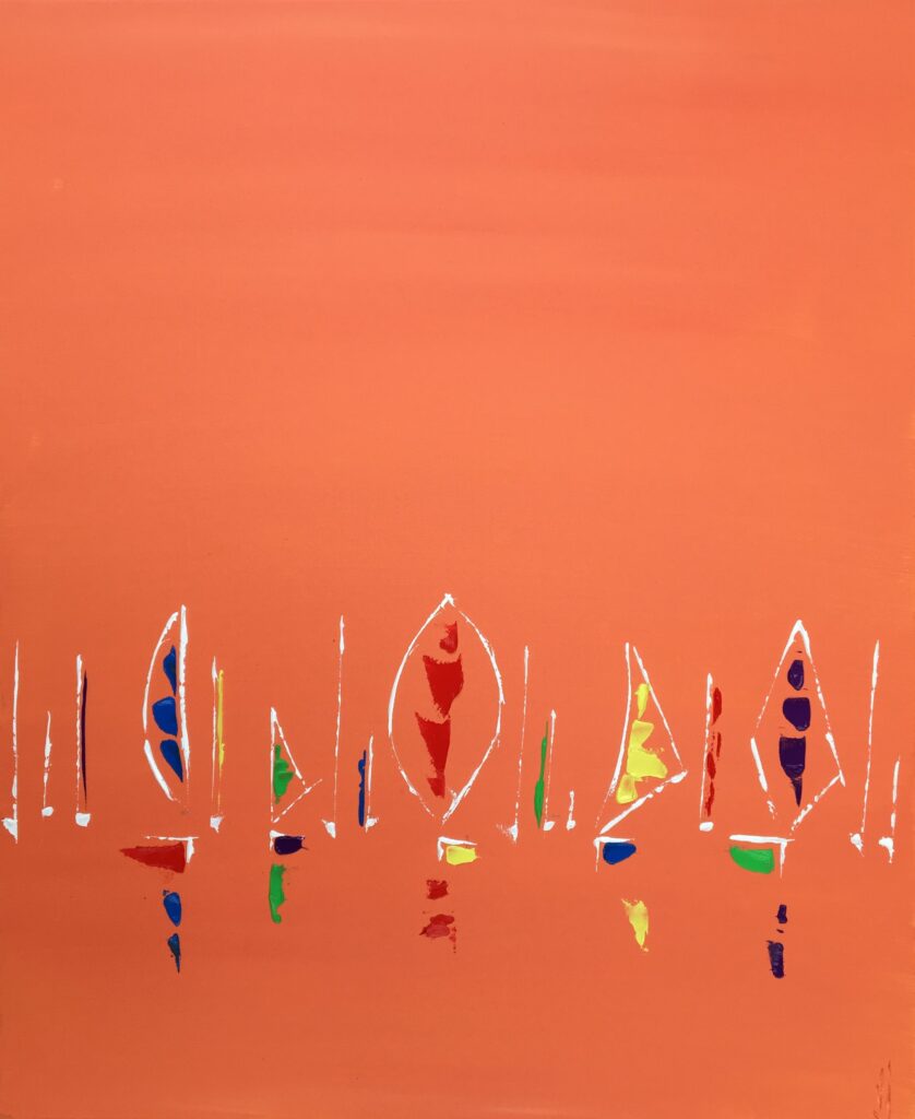 tableau en couleurs ,marine avec des une régate de voiliers,peinture originale vendue par l artiste,oeuvre unique,acrylique sur toile,art abstrait,valerie jouve artiste peintre,bleu,jaune,rouge,vert,violet,orange,noir,blanc