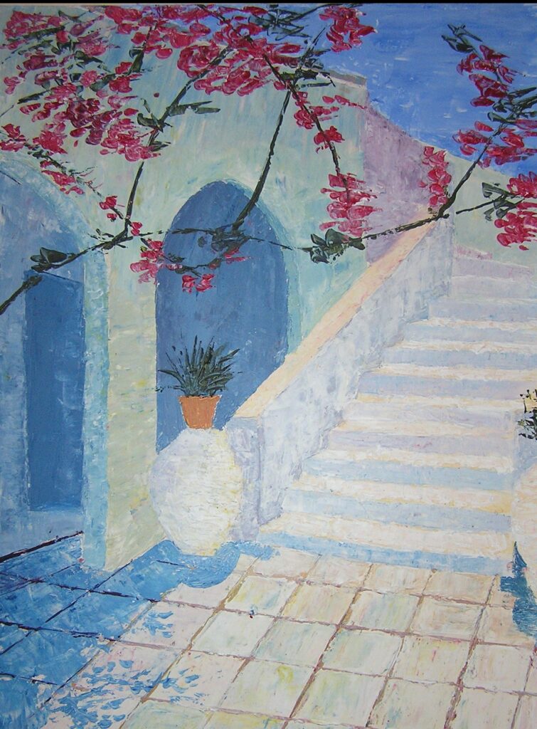 tableau en couleurs ,peinture originale vendue par l artiste,oeuvre unique,acrylique sur toile,marine,paysage de bretagne, ,valerie jouve artiste peintre,bleu,jaune,rouge,vert,violet,orange,noir,blanc