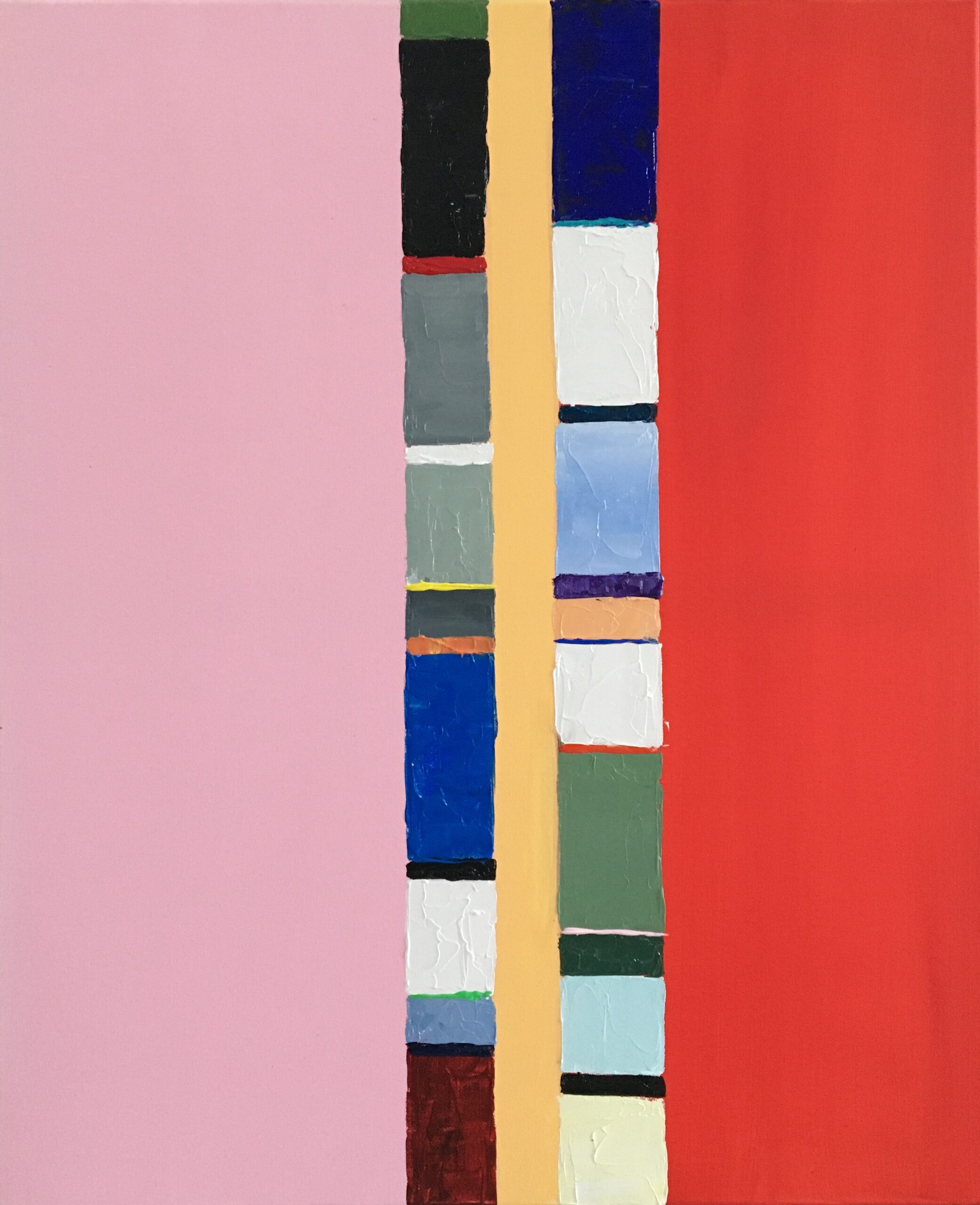 tableau abstrait rouge et rose, oeuvre unique de valérie jouve artiste peintre art abstrait