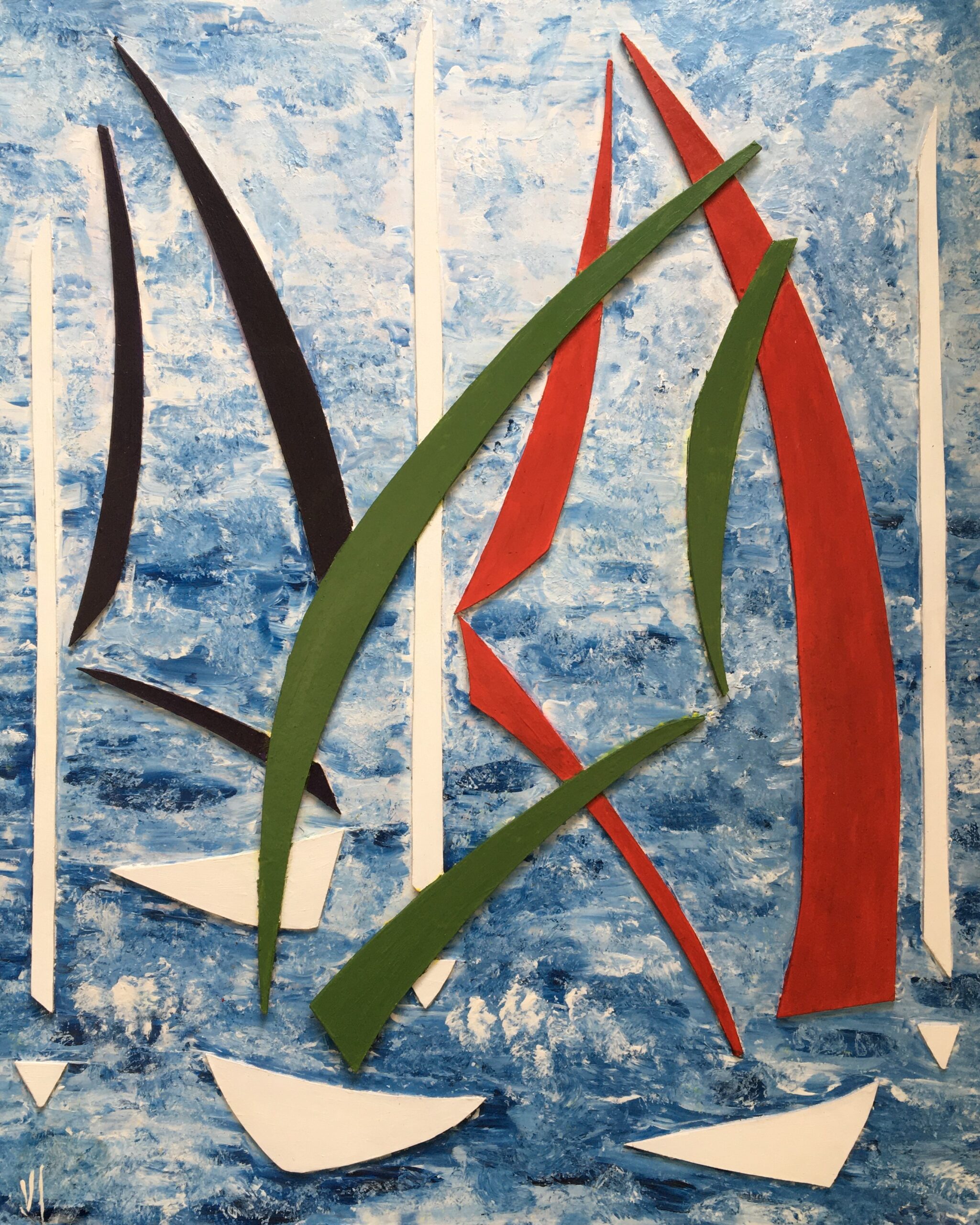 tableau, peinture sculpture collage,tableau en relief,art abstrait, bateaux, voiliers,
