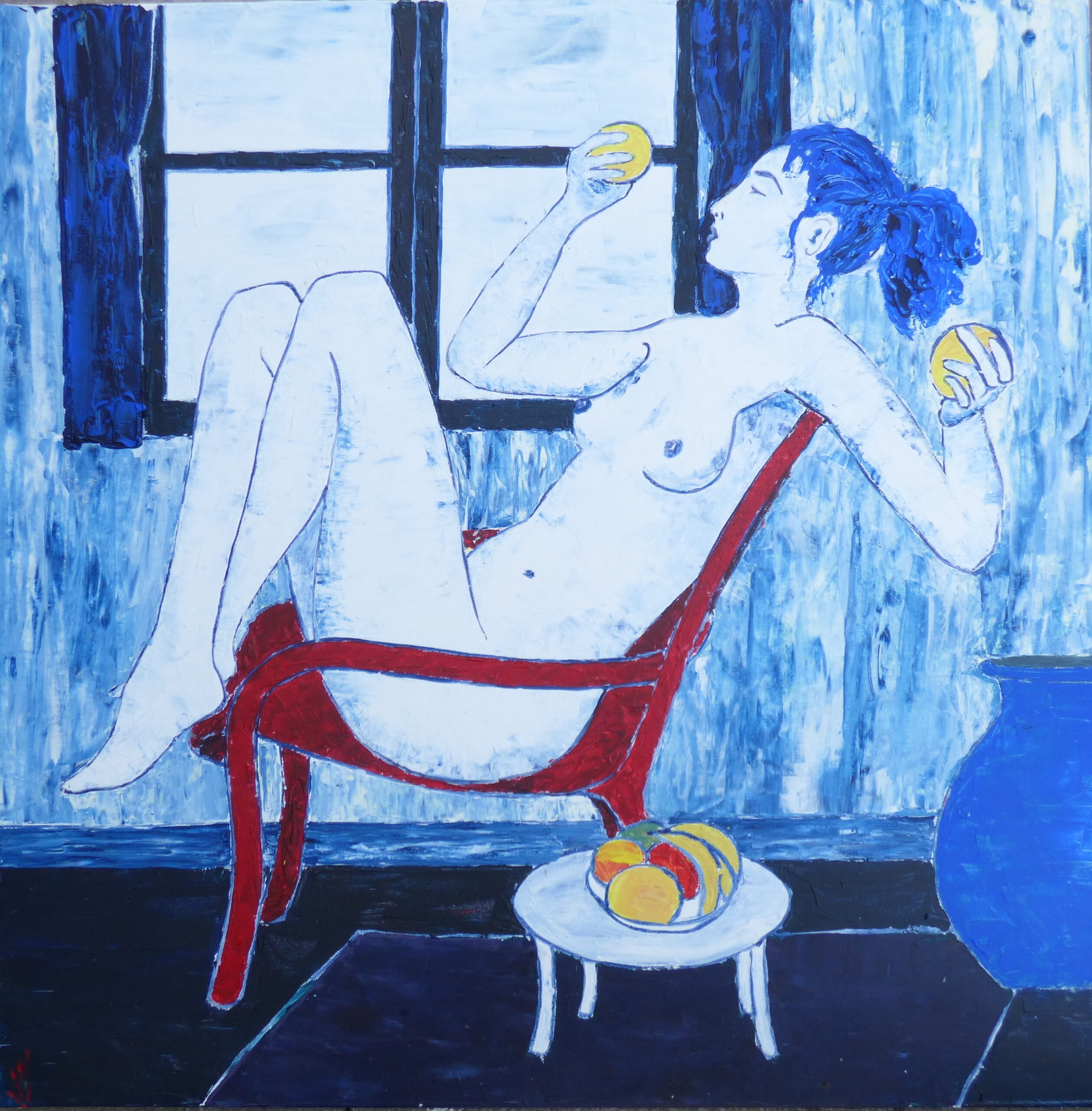 tableau représentant une femme nue, nu féminin, oeuvre unique de valérie jovue, artiste peintre